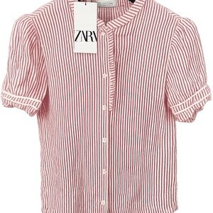 Sold. Zara Red and White Striped Button-Down Shirt